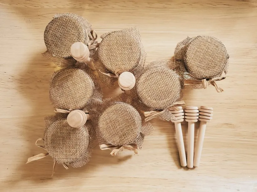 Honey jars with dippers